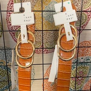 A New Day Croc-Embossed Belt with Gold Rings